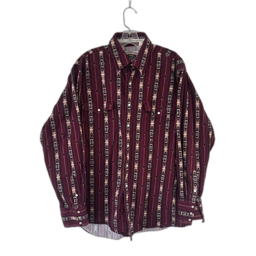 Vintage Cumberland Outfitters Shirt Mens Large Western Aztec Pearl Snap Adult
